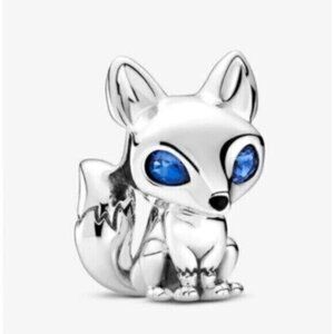 Pandora Silver Fox Charm with Blue Eyes